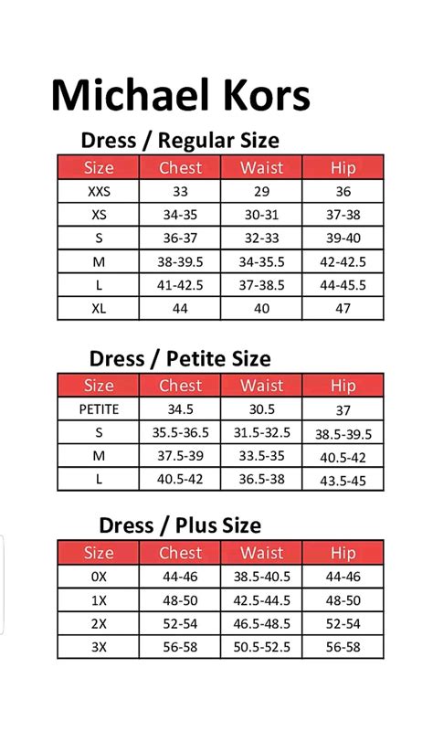 Michael Kors belt size chart